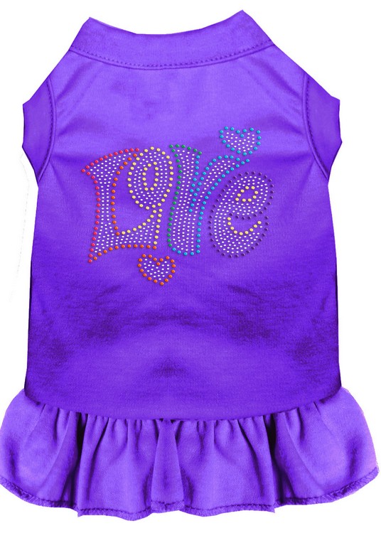 Technicolor Love Rhinestone Pet Dress Purple XXL